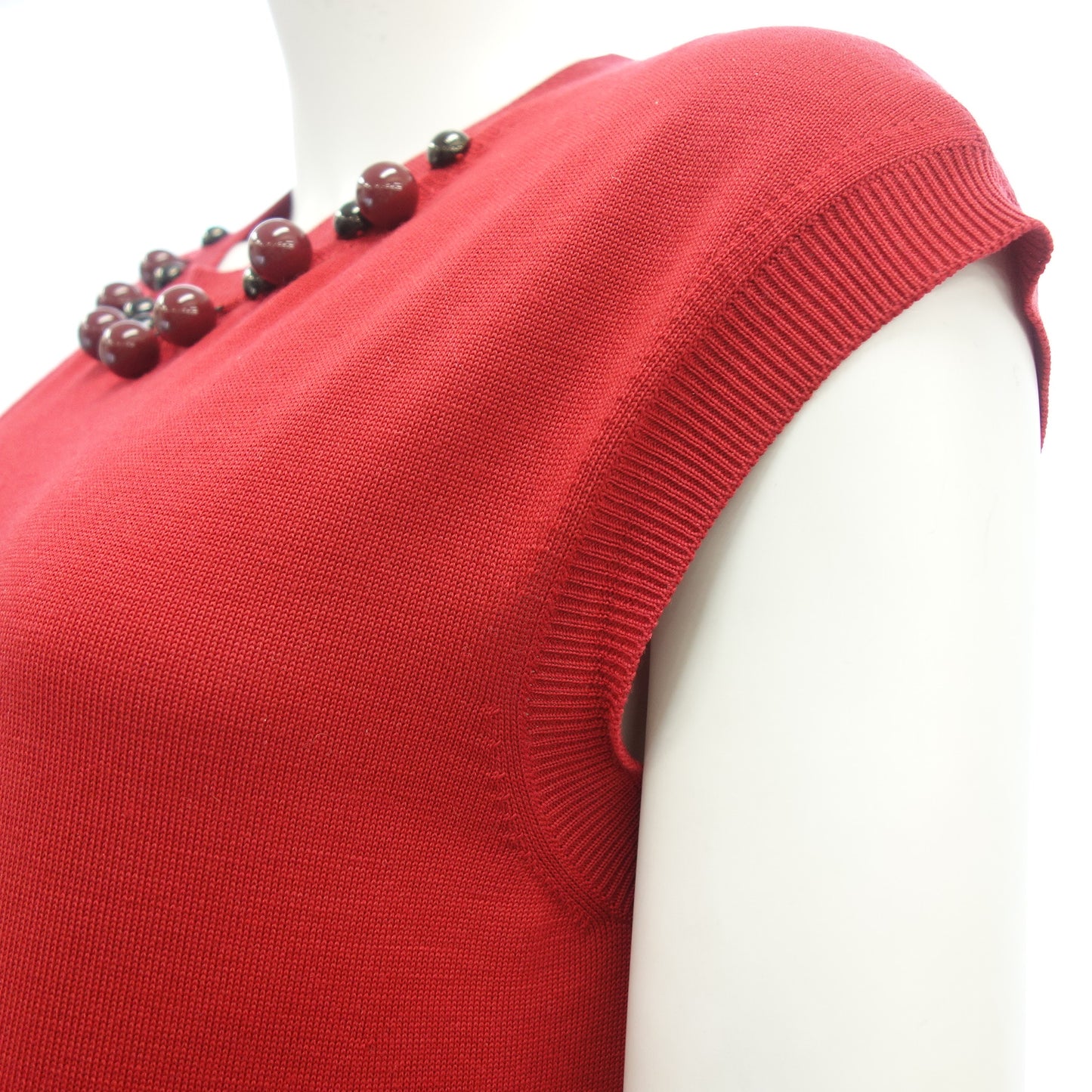 LOUIS VUITTON Knit Dress Beads Women's Red M LOUIS VUITTON [AFB36] [Used] 