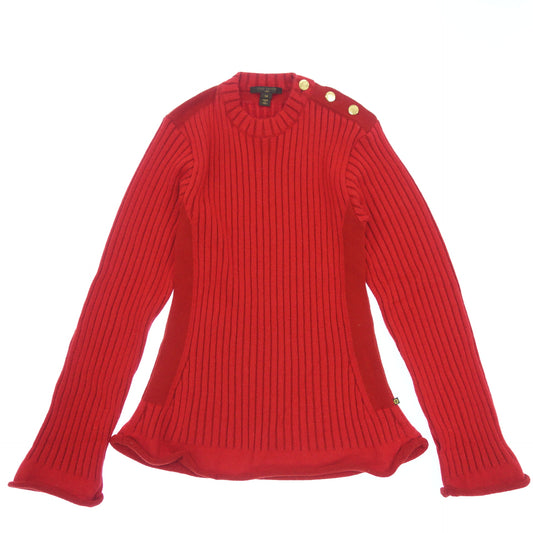 Good Condition◆Louis Vuitton Knit Sweater 100% Cashmere Gold Button 15AW RW152B Women's Size M Red LOUIS VUITTON [AFB12] 