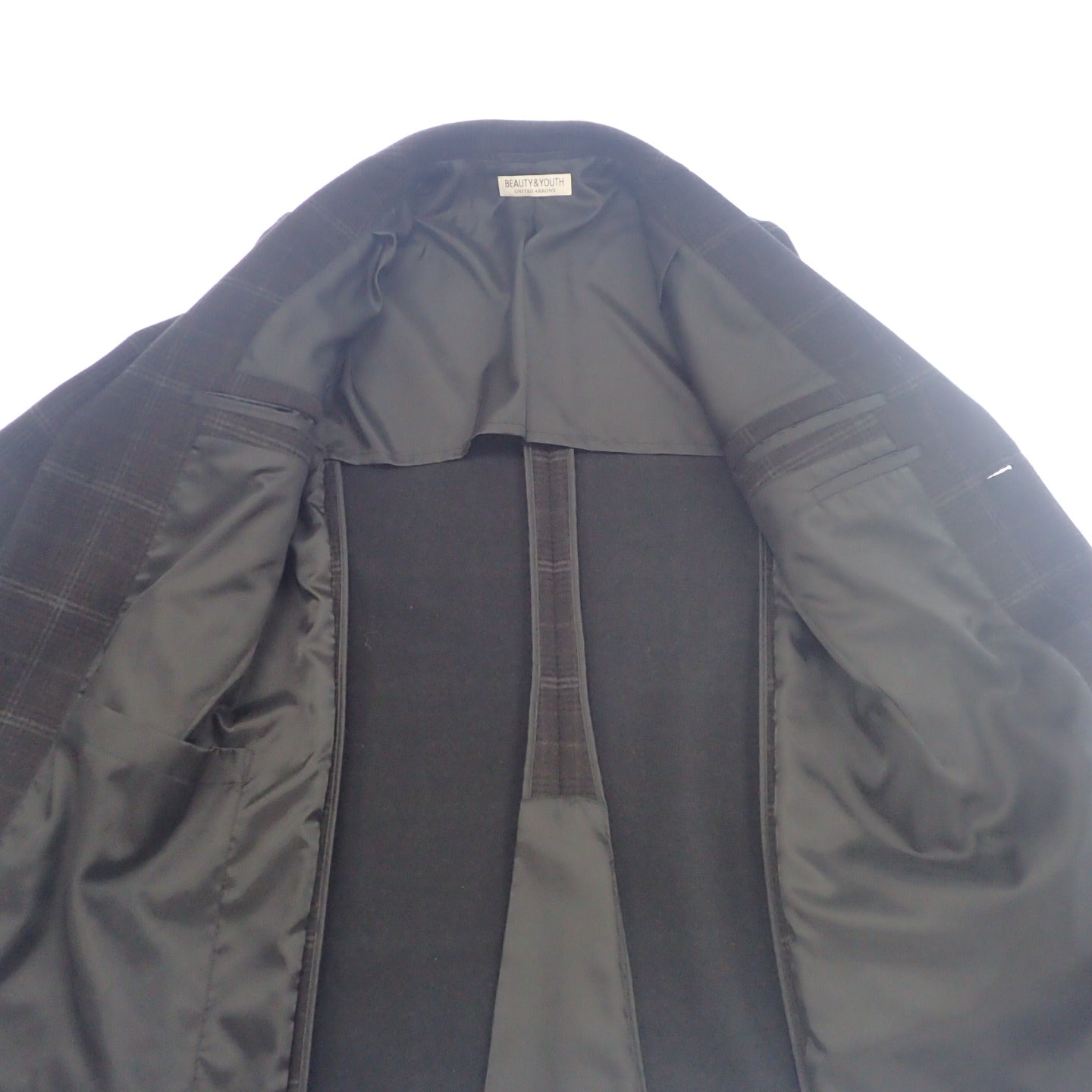 Like new◆United Arrows Beauty &amp; Youth Chester Coat Check Men's Brown S BEAUTY &amp; YOUTH [AFB11] 