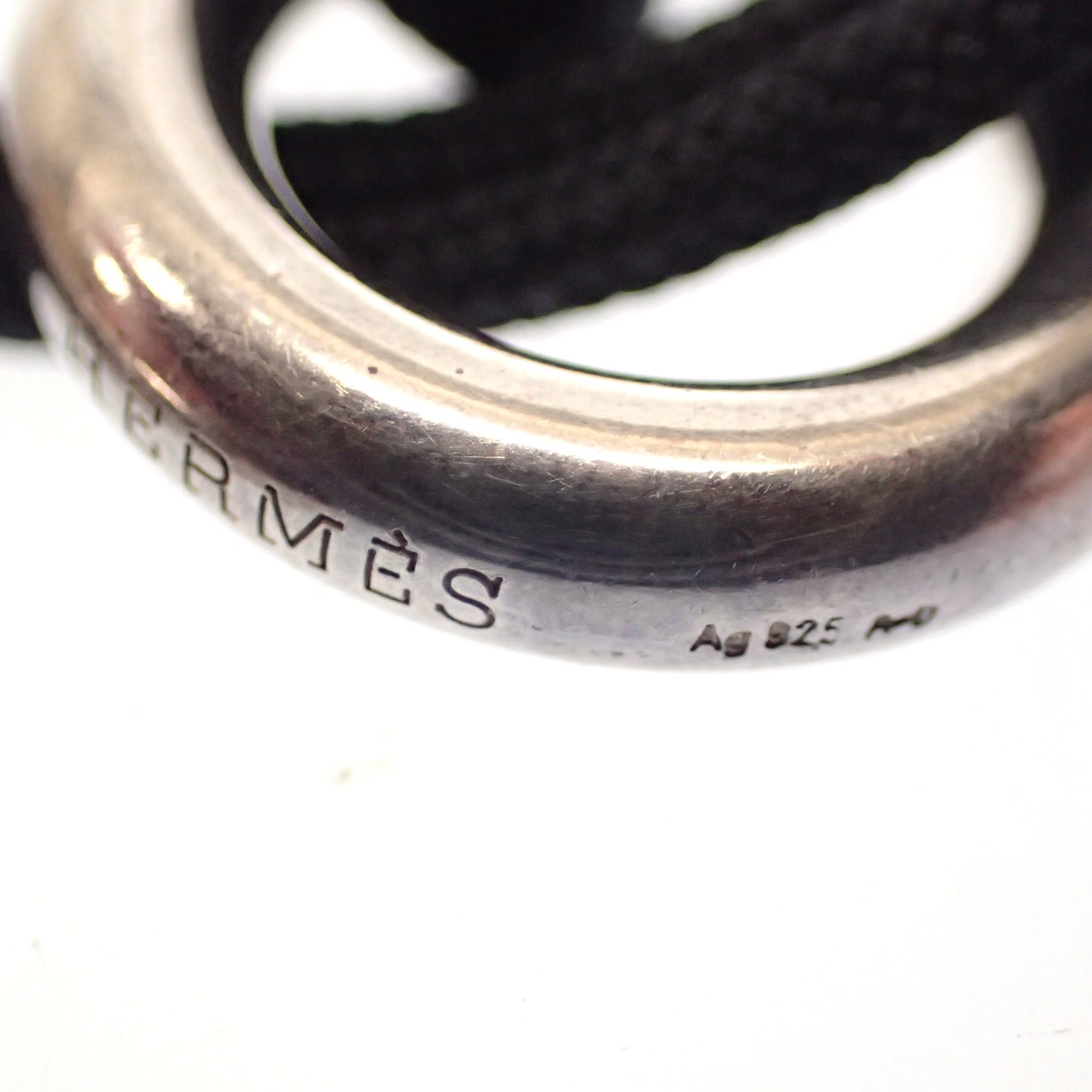 Good condition◆Hermes Bracelet Chaine d'Ankle Skipper 925 x Fabric Black x Silver HERMES [LA] 