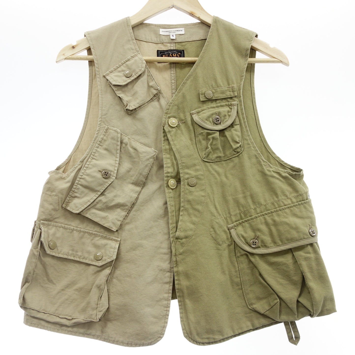 エンジニアードガーメンツ×BEAMS ベスト MILSPO VEST ビームス プラス 別注 メンズ S ベージュ/カーキ ENGINEERED GARMENTS【AFB46】【中古】