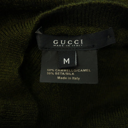 状况良好◆ 古驰针织毛衣 V 领驼色丝绸男士绿色 M GUCCI [AFB53] 