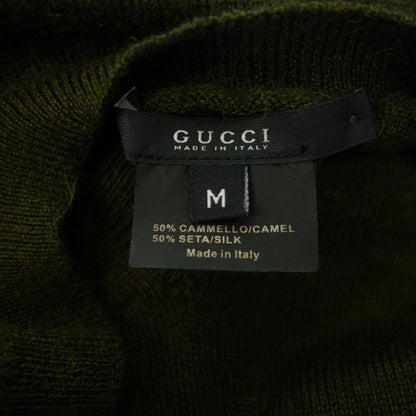 Good condition ◆ Gucci knit sweater V-neck camel silk men's green M GUCCI [AFB53] 