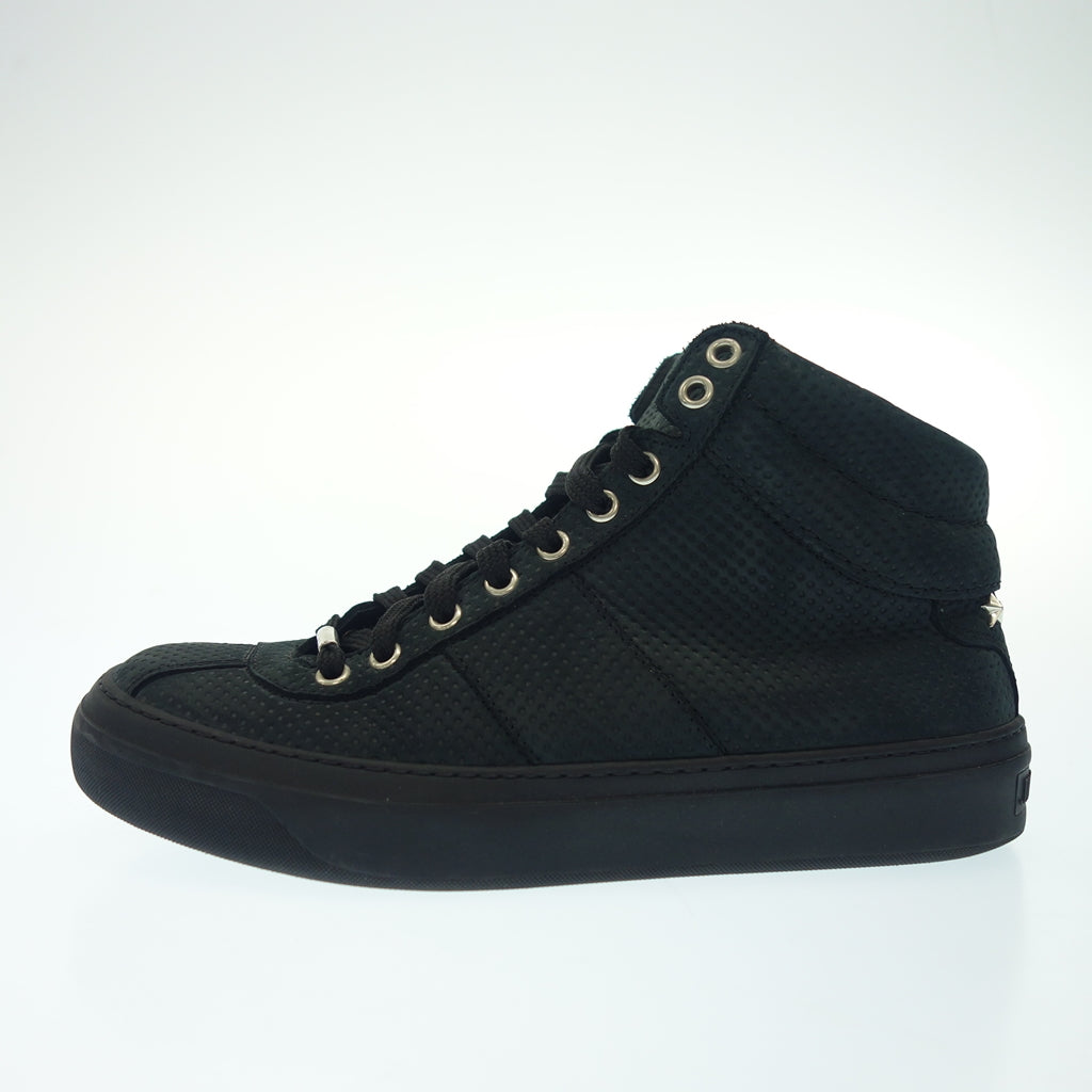 Good Condition◆JIMMY CHOO Sneakers High Cut Star Studs Punching Made in Italy Men's 39 Black JIMMY CHOO [AFC47] 