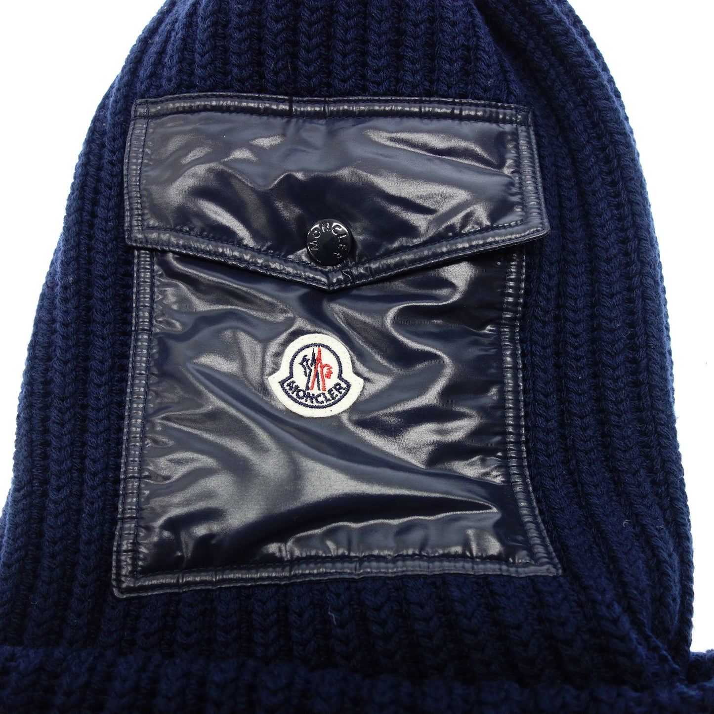 モンクレール ニットキャップ BERRETTO TRICOT ポケット付き ネイビー MONCLER【AFI22】【中古】