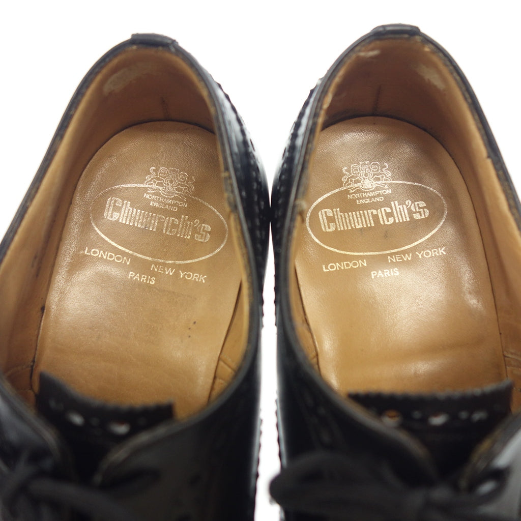 Good condition◆Church leather shoes 3 cities Brisbane full brogue men's black 73 last size 75F church's [LA] 