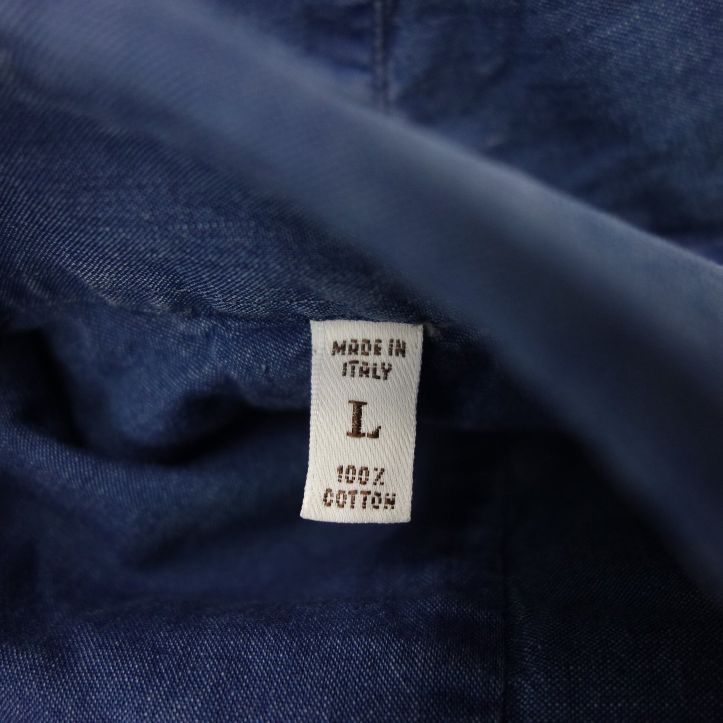 未使用◆Brunello Cucinelli 衬衫牛仔布 100% 棉 L 码修身男士蓝色 BRUNELLO CUCINELLI [AFB35] 