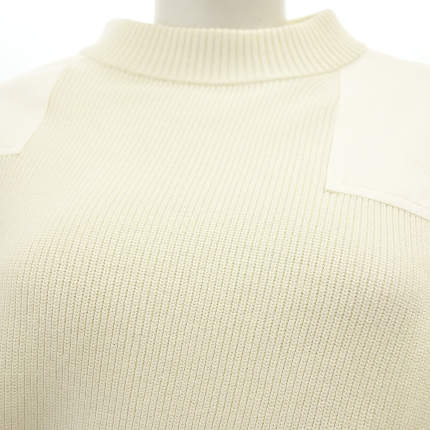 Good Condition◆Sacai Knit Sweater Asymmetric Gold Button Lace 19-04424 White Size 2 Women's Sacai [AFB22] 
