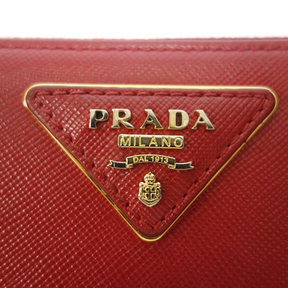 極美品◆プラダ 長財布 サフィアーノ 1M1183 L字ファスナー レッド PRADA【AFI7】