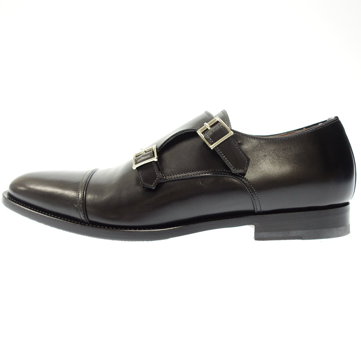 Good condition ◆ Santoni leather shoes double monk men's size 6 1/2 black Santoni [AFD4] 