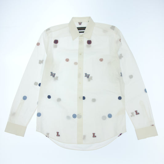 Used ◆Louis Vuitton long sleeve shirt regular fit LV print men's white size M LOUIS VUITTON [AFB37] 