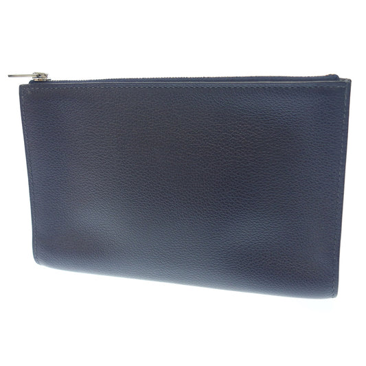 Good condition ◆Hermes Pouch Zip Ango Silver hardware Evercolor Blue Nuit Y engraved 2020 Navy HERMES [AFE6] 