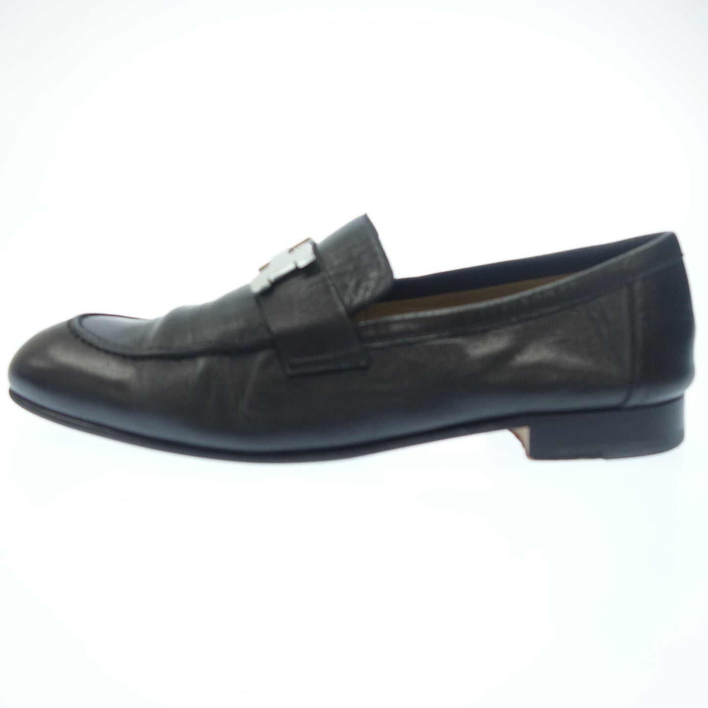 Used ◆Hermes leather loafer Constance silver hardware men's 41 black HERMES [AFC16] 