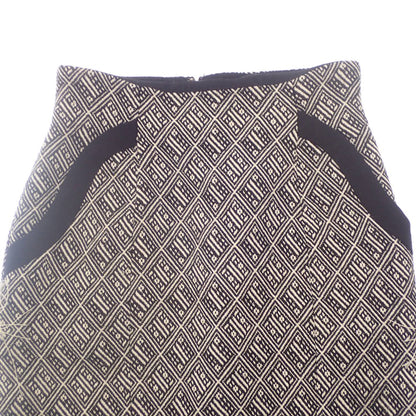 Good condition ◆ Mame Kurogouchi Knit Skirt Fringe Allover Pattern Women's Black x White 1 Mame Kurogouchi [AFB49] 