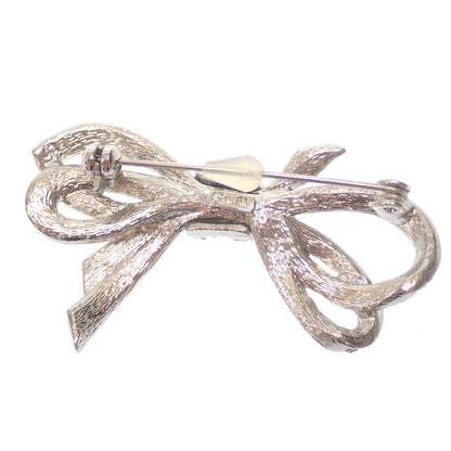 Good condition ◆ Foxy brooch rhinestone ribbon silver FOXEY [AFI16] 