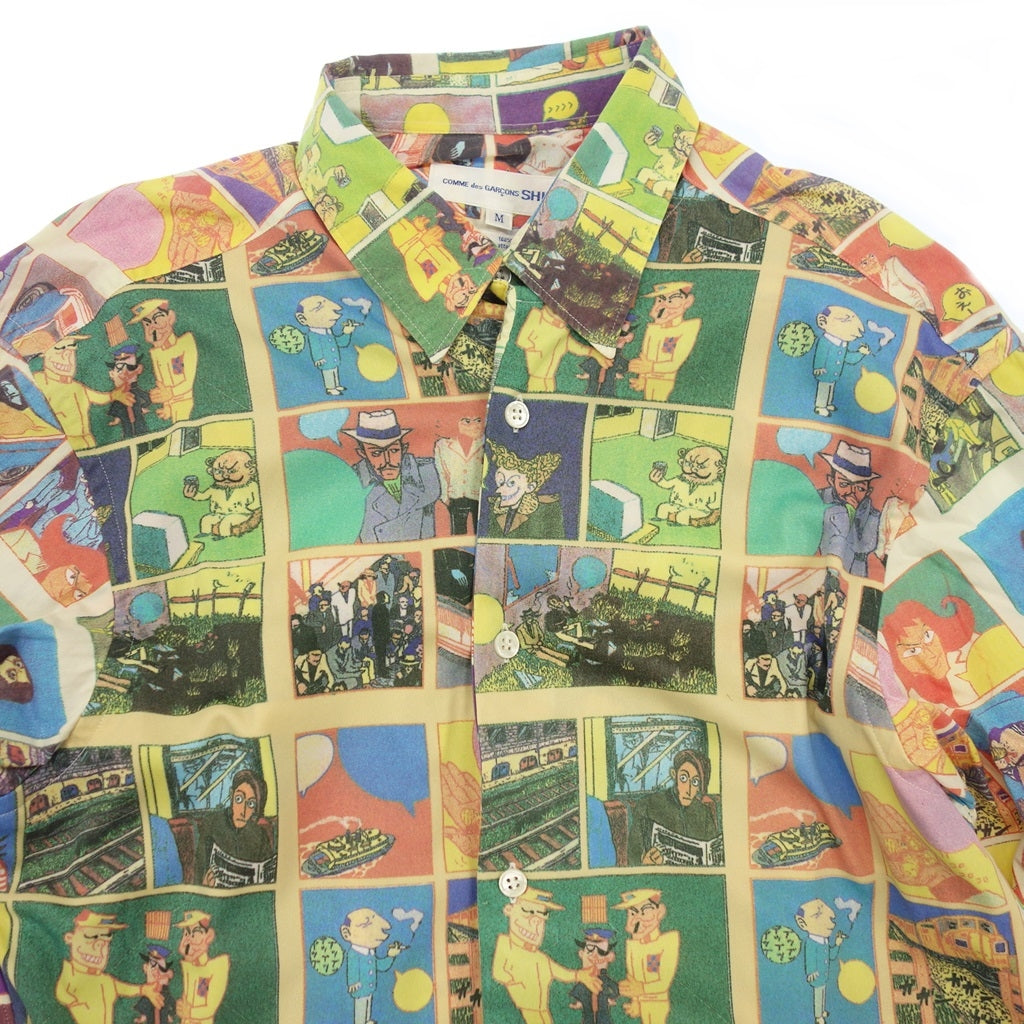 Very good condition ◆ COMME des GARCONS SHIRT Long sleeve shirt Comic print Made in France 100% cotton Men's size M COMME des GARCONS SHIRT [AFB6] 