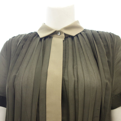 Good Condition◆Sacai 22AW Dress Suiting Mix Dress Pleated Docking Ladies Green Size 2 22-06038 sacai [AFB49] 