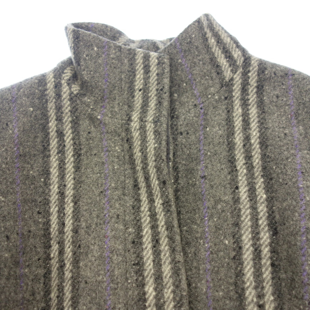 Good Condition◆Burberry London Wool Coat Gray Striped Women's Gray Size 13 BURBERRY LONDON [AFA13] 