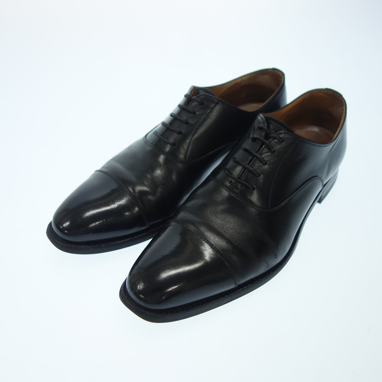 Scotch grain leather shoes straight tip T0106 HIROKAWA men's 25.5 black SCOTCH GRAIN [AFD5] [Used] 