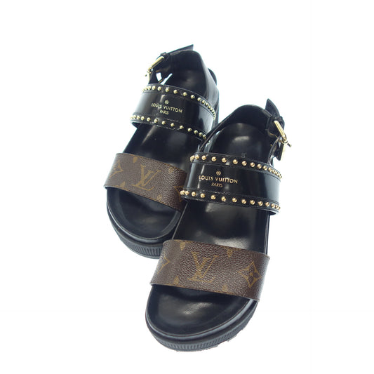Good Condition◆Louis Vuitton Monogram Thick Sole Rubber Sandals Women's Black Size 35 LOUIS VUUITTON [AFC54] 