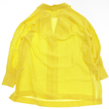 状况良好◆香奈儿束腰外衣衬衫 91SS 跑道荷叶领黄色 40 码女式 CHANEL [AFB6] 