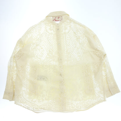 Very good condition◆Valentino Crochette knit shirt Lace V button White Size 36 Women's VALENTINO [AFB45] 