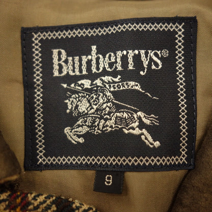 美品◆バーバリーズ ハリントンジャケット ツイード チェック レザー切替 レディース サイズS 茶系 Burberry's【AFB24】