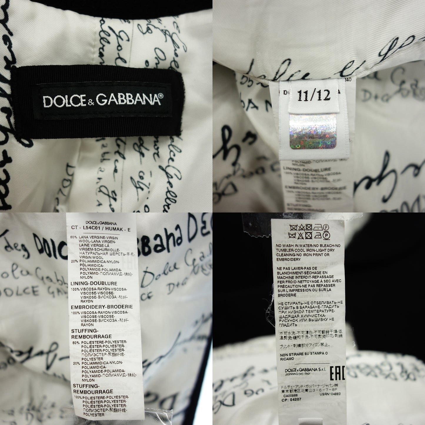 Dolce &amp; Gabbana 束带外套 女士 黑色 11/12 DOLCE&amp;GABBANA [AFA8] [二手] 