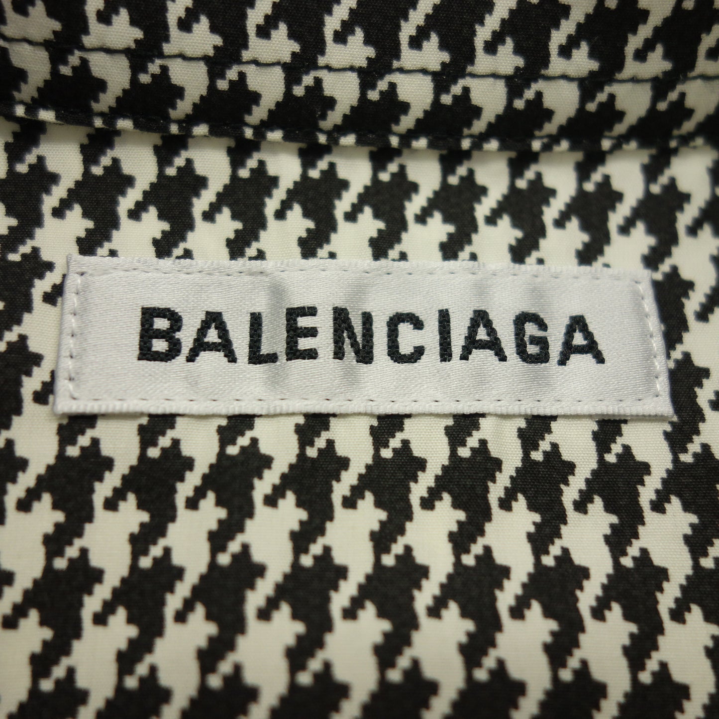状况非常好 ◆ Balenciaga 长袖衬衫千鸟格胸部徽标白色尺寸 34 583895 女式 BALENCIAGA [AFB13] 