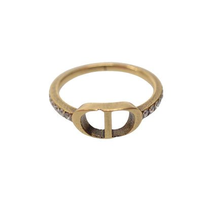 Good Condition◆Dior Ring CD Icon Rhinestone Gold Size L Approx. 13 DIOR [AFI12] 