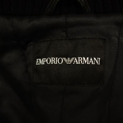エンポリオアルマーニ レザージャケット ブルゾン ジップアップ ラムスキン メンズ 54 黒 EMPORIO ARMANI【AFG1】【中古】
