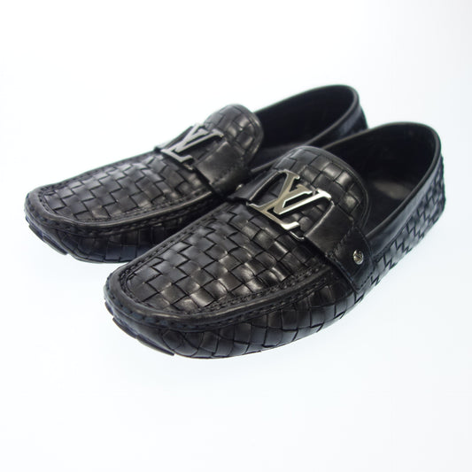 Used ◆Louis Vuitton leather loafers LV metal fittings silver metal fittings FA1112 men's 10.5 black LOUIS VUITTON [AFC54] 