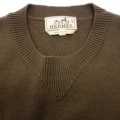 Good Condition◆Hermes Knit Sweater Side Zip Size M Men's Brown HERMES [AFB45] 