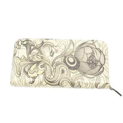 Used ◆ Prada long wallet GLACE RABBIT LI round zip leather ivory x mint green PRADA [AFI18] 