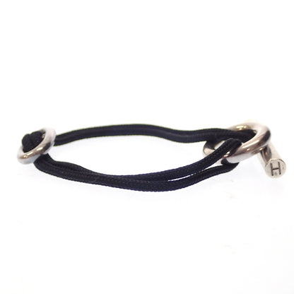 Good condition◆Hermes Bracelet Chaine d'Ankle Skipper 925 x Fabric Black x Silver HERMES [LA] 