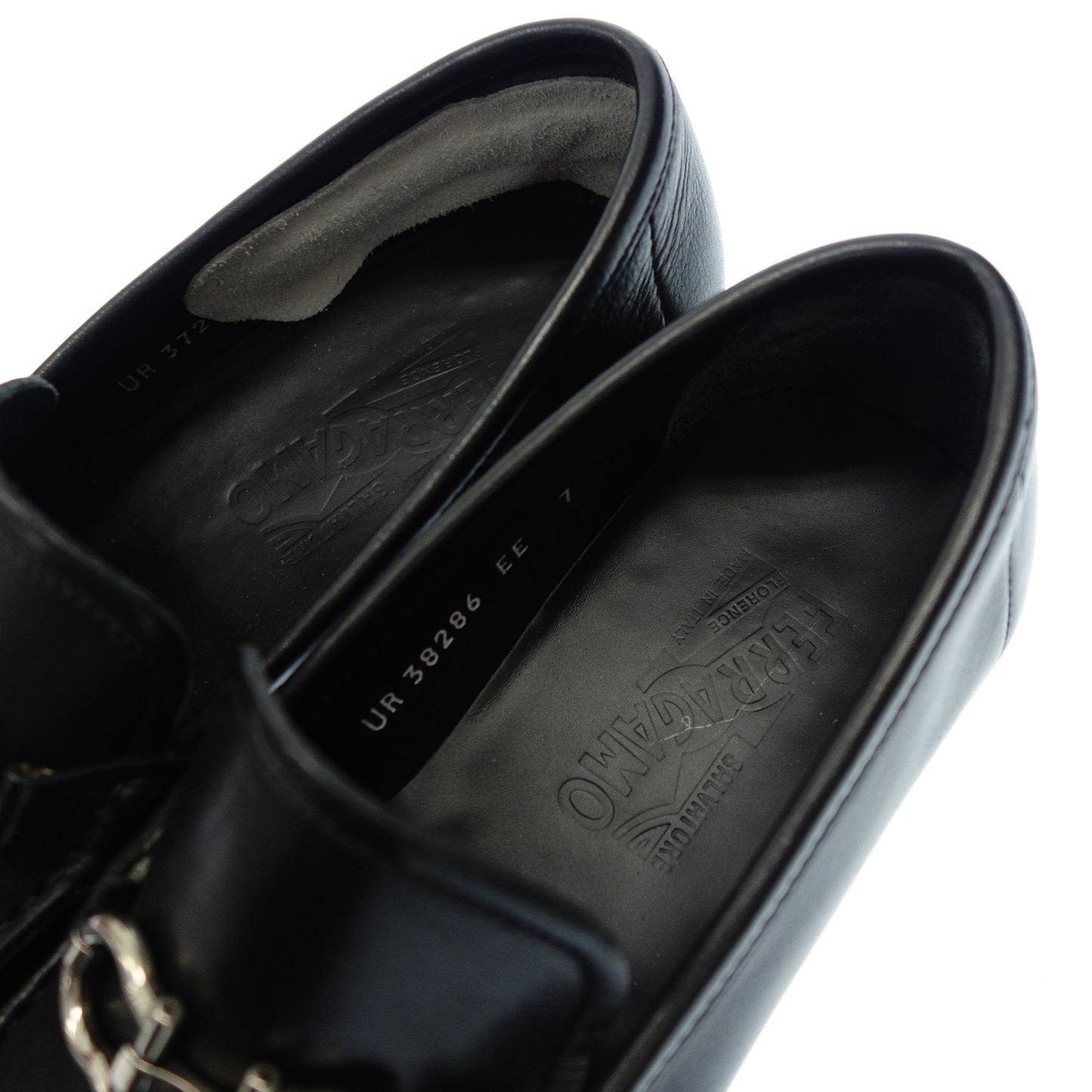 Very good condition ◆Salvatore Ferragamo leather loafer bit silver metal fittings men's 7E black Salvatore Ferragamo [AFD7] 