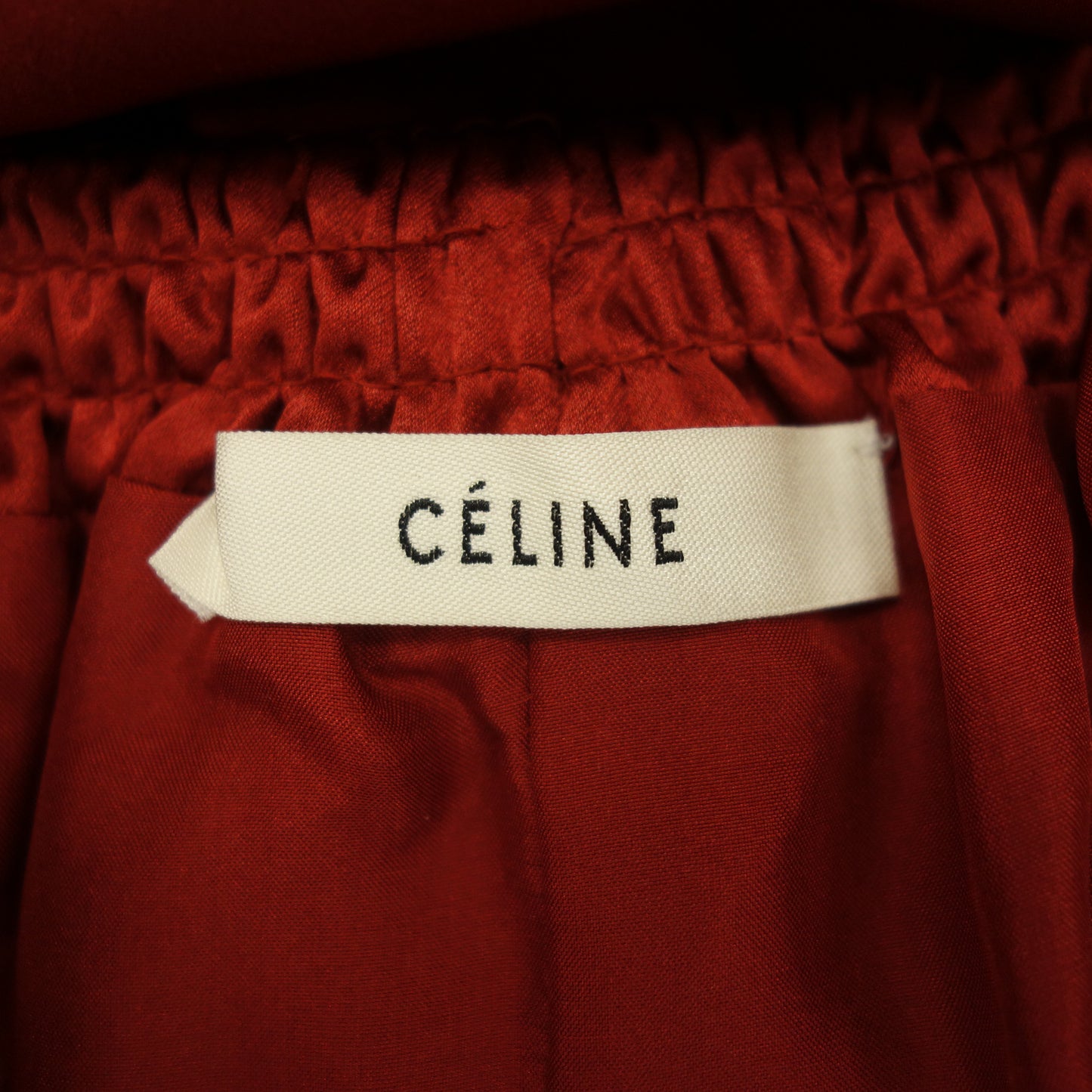 Good condition ◆ Celine skirt Phoebe period pleated silk ladies red size 36 CELINE [AFB45] 