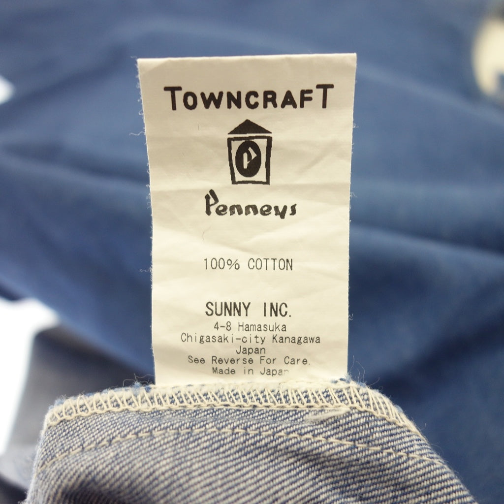 Good Condition ◆ Penny's Towncraft Short Sleeve Shirt Denim Men's Blue Size L penny's TOWNCRAFT [AFB11] 