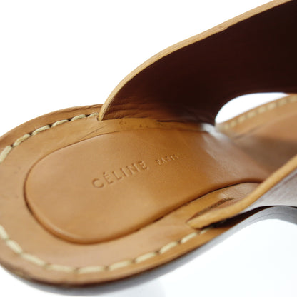 Used ◆CELINE Leather Thong Sandals Steel Chunky Heel Women's 38 Brown CELINE [AFC29] 