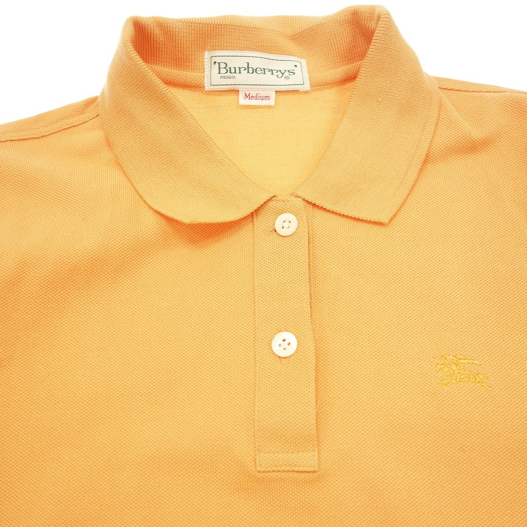 Good Condition◆Burberrys Polo Shirt Cotton Rib Design Men's Orange Size M Burberrys [AFB51] 