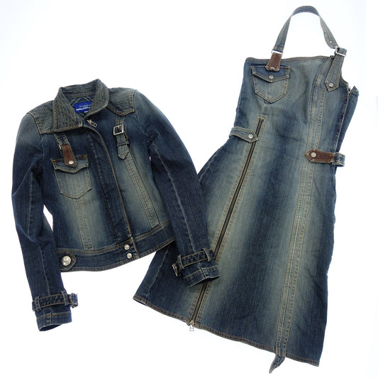 Used◆Burberry Blue Label Denim Dress Denim Jacket Setup 38 Women's Blue BURBERRY [AFB12] 