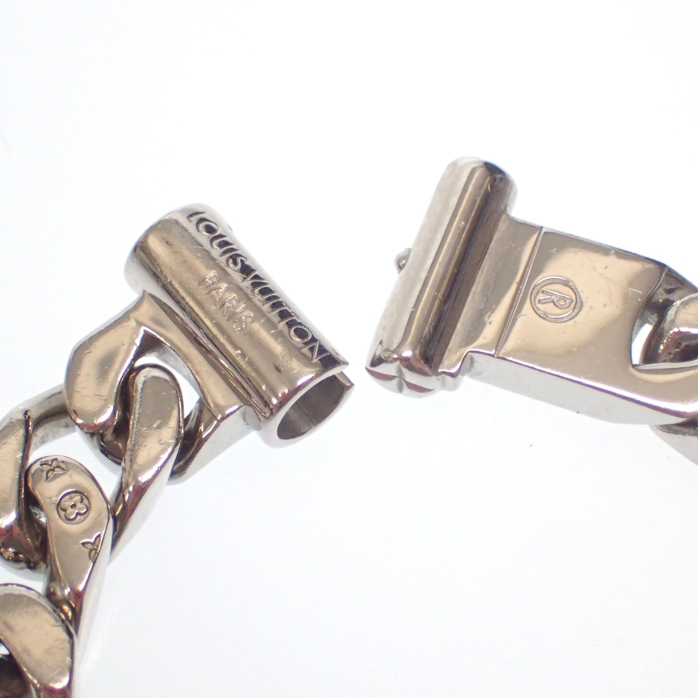 Used ◆Louis Vuitton LV chain links bracelet M68273 Size M Silver with box LOUIS VUITTON [AFI13] 