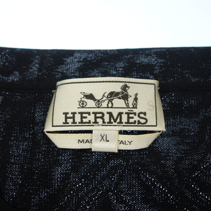 Hermes knit sweater silk all over pattern men's XL black HERMES [AFB16] [Used] 