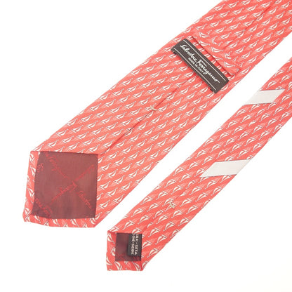 Very good condition ◆Salvatore Ferragamo tie yacht pattern red Salvatore Ferragamo [AFI20] 