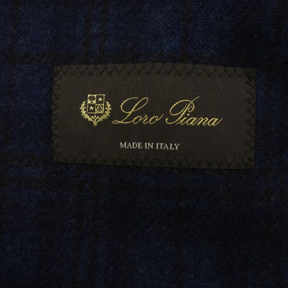 Loro Piana 3B 夹克 羊绒 x 丝绸格纹 男士 58 海军蓝 Loro Piana [AFB23] [二手] 