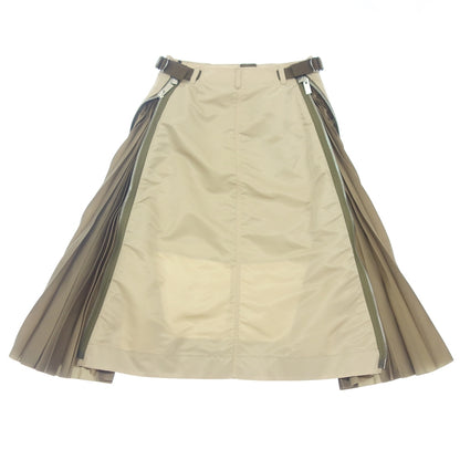 Good Condition ◆ Sacai 22SS Skirt NYLON TWILL MIX SKIRT Side Zip Ladies Beige x Green Size 3 22-05959 Sacai [AFB36] 