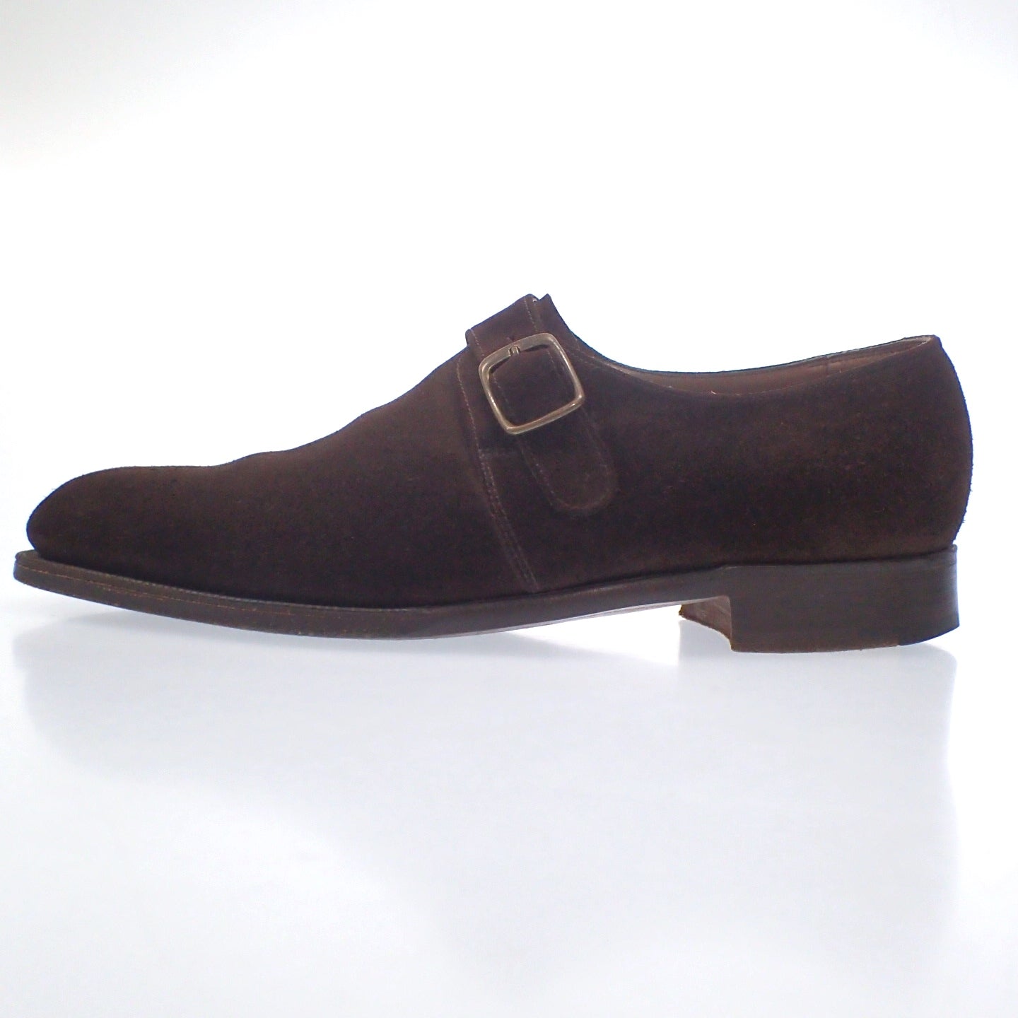 Very good condition ◆ Edward Green Single Monk Leather Shoes Size 6.5 WELLAND Suede EDWARD GREEN Men's 6.5 Brown Box Included [AFD4] 