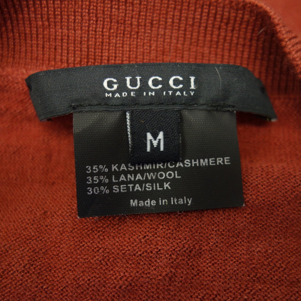 美品◇グッチ ニットセーター Vネック カシミヤ メンズ レッド M GUCCI