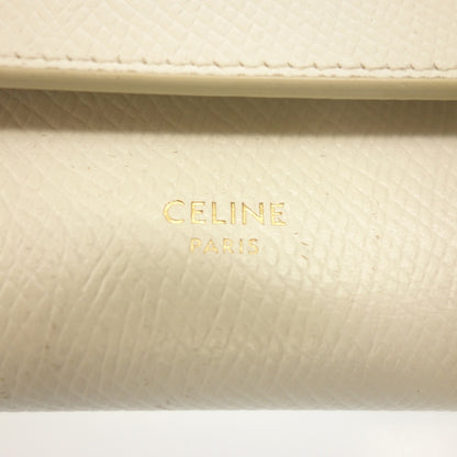 Used ◆CELINE trifold wallet compact wallet trifold gold hardware leather white CELINE [AFI8] 