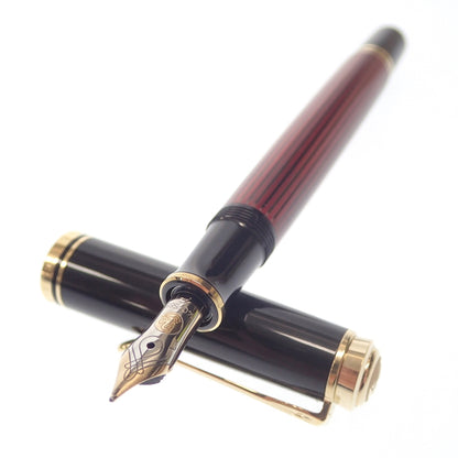 美品◆ペリカン 万年筆 スーベレーン ペン先14C-585 字幅F 赤×黒 箱付き PELIKAN Souveran【AFI18】